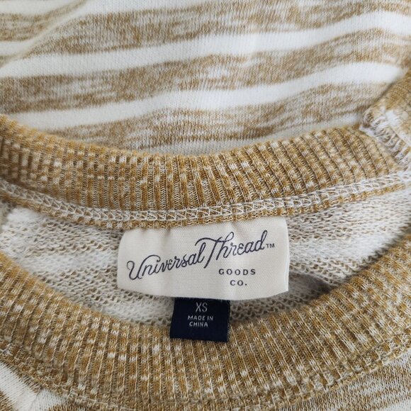 Universal Thread Size XS Striped Short Sleeve Stretch Cotton Blend Top Sweater - Picture 5 of 6